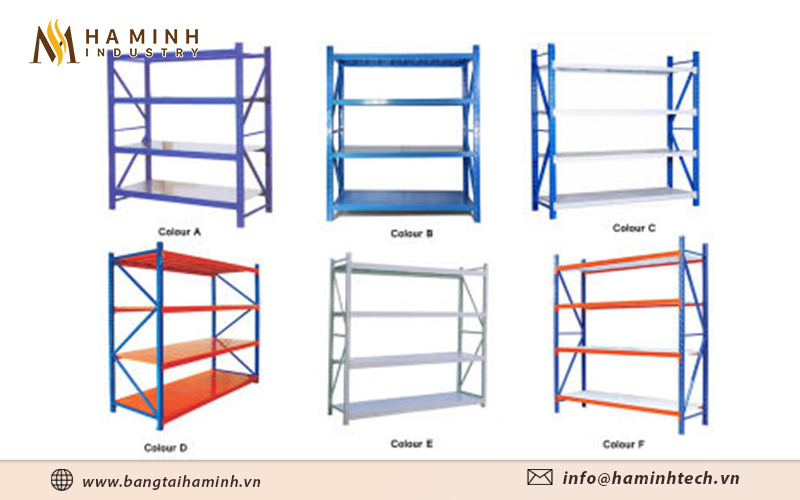 Giá trung tải có cấu trúc chắc chắn, bền vững, có thể chịu tải trọng lớn 1500 kg/tầng