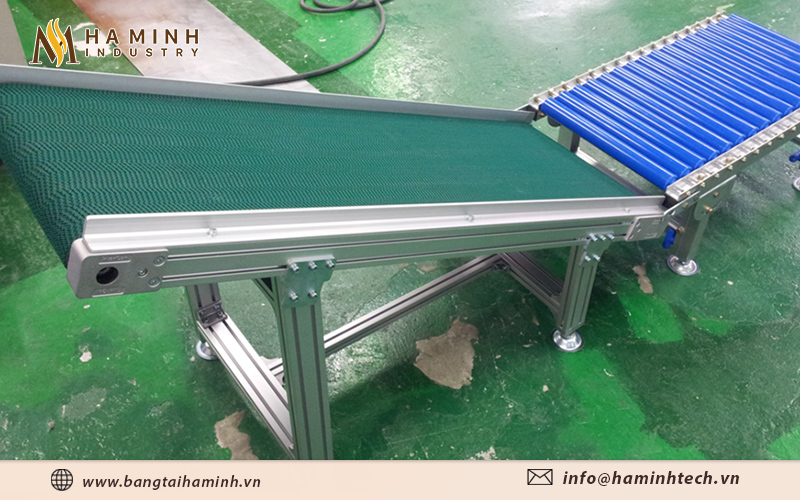 Băng tải nghiêng kết hợp con lăn