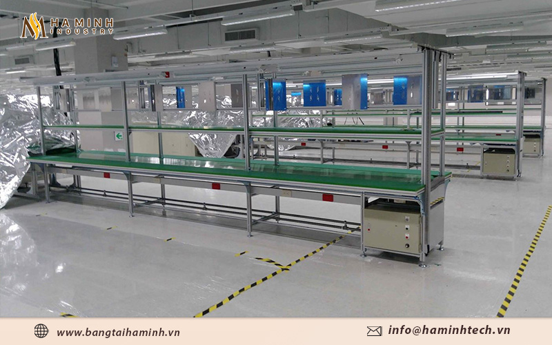 Băng tải khung nhôm định hình đảm bảo sự chắc chắn, cứng vững