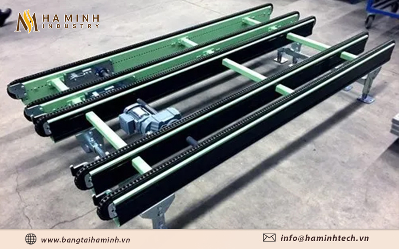 Băng tải xích công nghiệp có thiết kế đơn giản, công năng hữu dụng