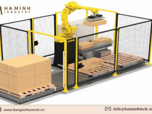 hệ thống robot bốc xếp bao lên Pallet tự động